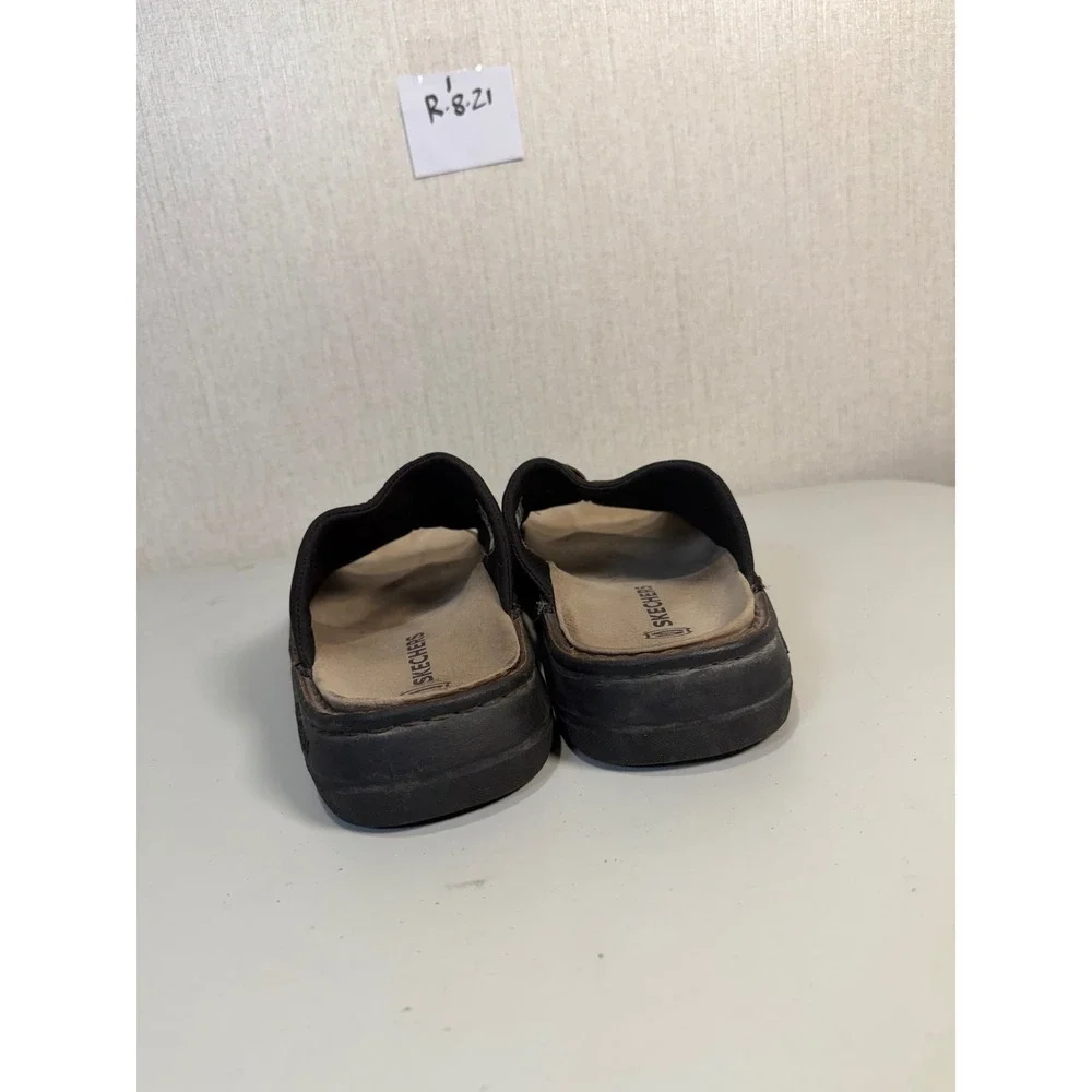 Skechers Mens Brown Leather Slide Sandals Open Toe Slip On SN 4272 Size 10